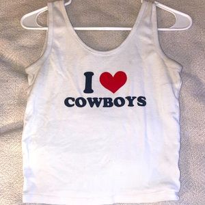 “I ♥️ COWBOYS” white tank top, cropped.